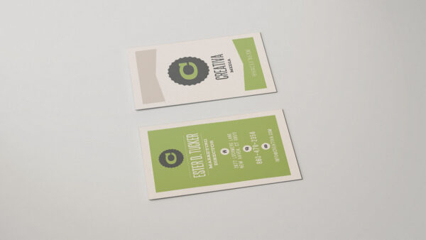 Vertical Brown And Green Business Card