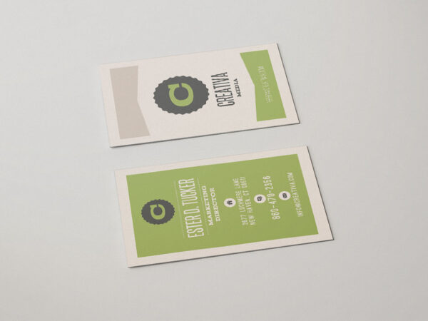 Vertical Brown And Green Business Card