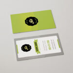 Vertical Gray And Green Business Card