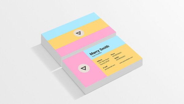 Yellow, Pink And Sky Blue Business Card